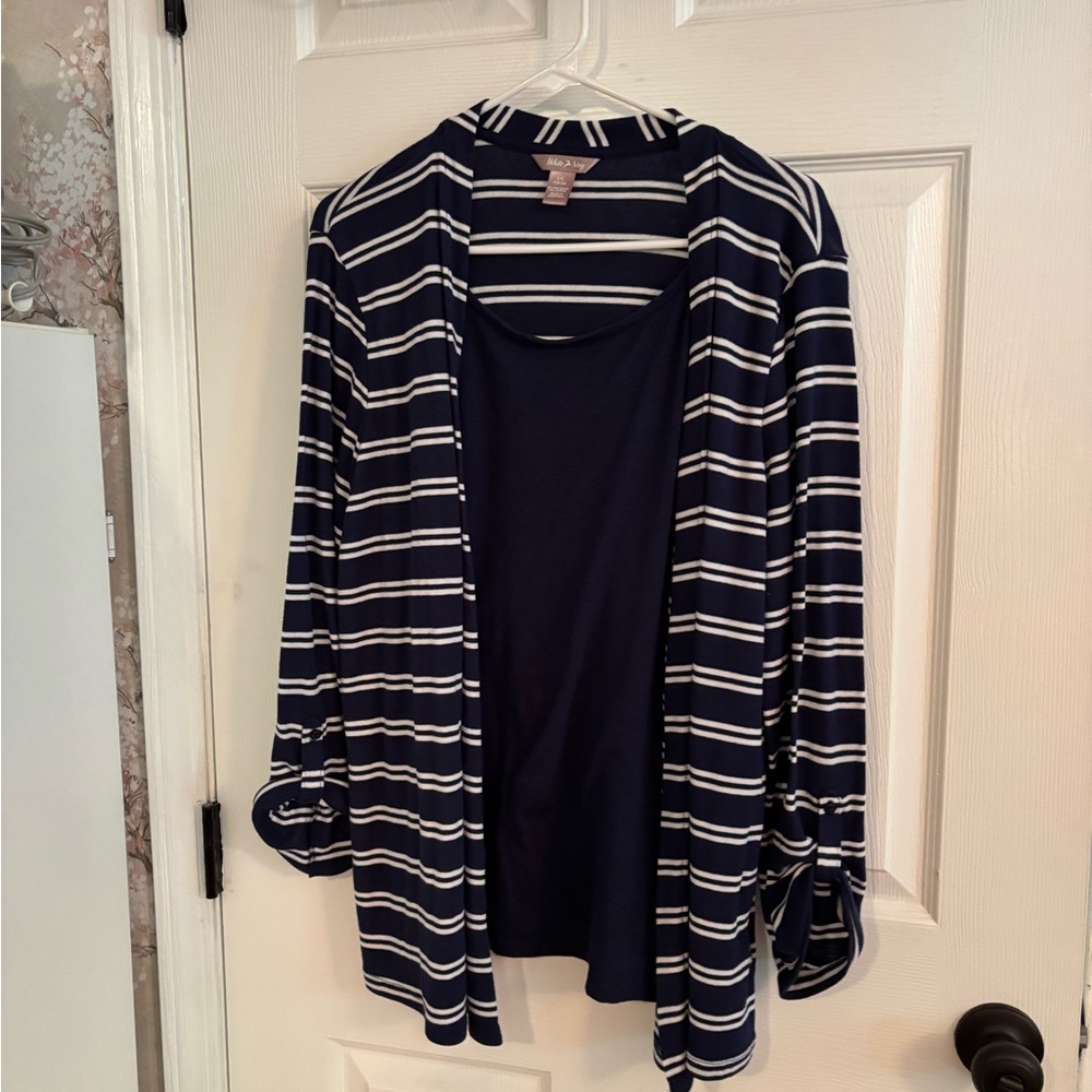 White Stag Navy and White Striped Top